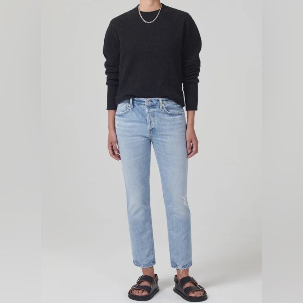 Citizens of Humanity Jeans Blue Emery Crop Light Wash Relaxed Straight Size 30